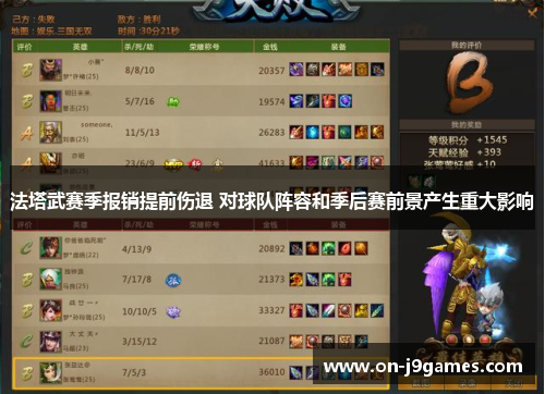 法塔武赛季报销提前伤退 对球队阵容和季后赛前景产生重大影响